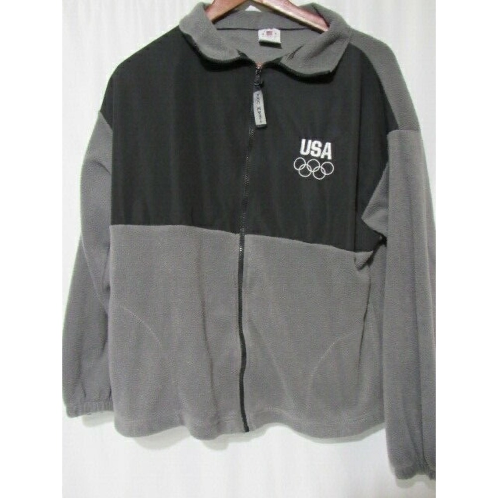 USA Olympic Team USA Full Zip Warm Up Jacket Black Gray Size Medium